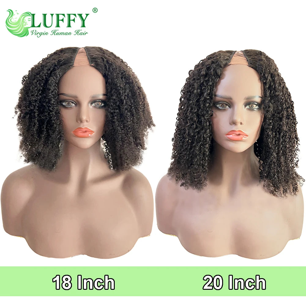 Afro Kinky Curly Human Hair Wigs 1x4 U V Part Wig Kinky Curly No Leave Out Brazilian Human Hair Wig For Black Women 200% Density