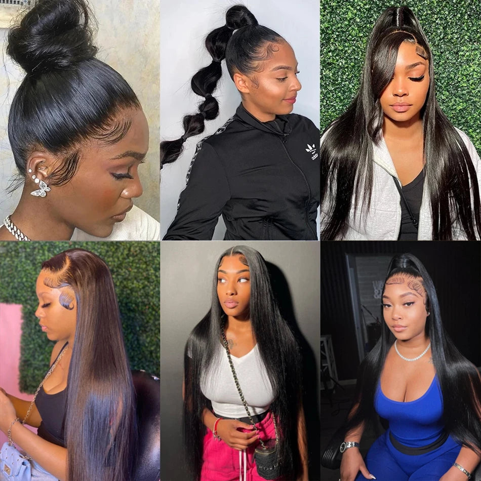 Brazilian Straight 360 Full Lace Frontal Wig 40 Inch 13x6 HD Transparent Lace Front Human Hair Wigs 5x5 Closure Wigs For Women