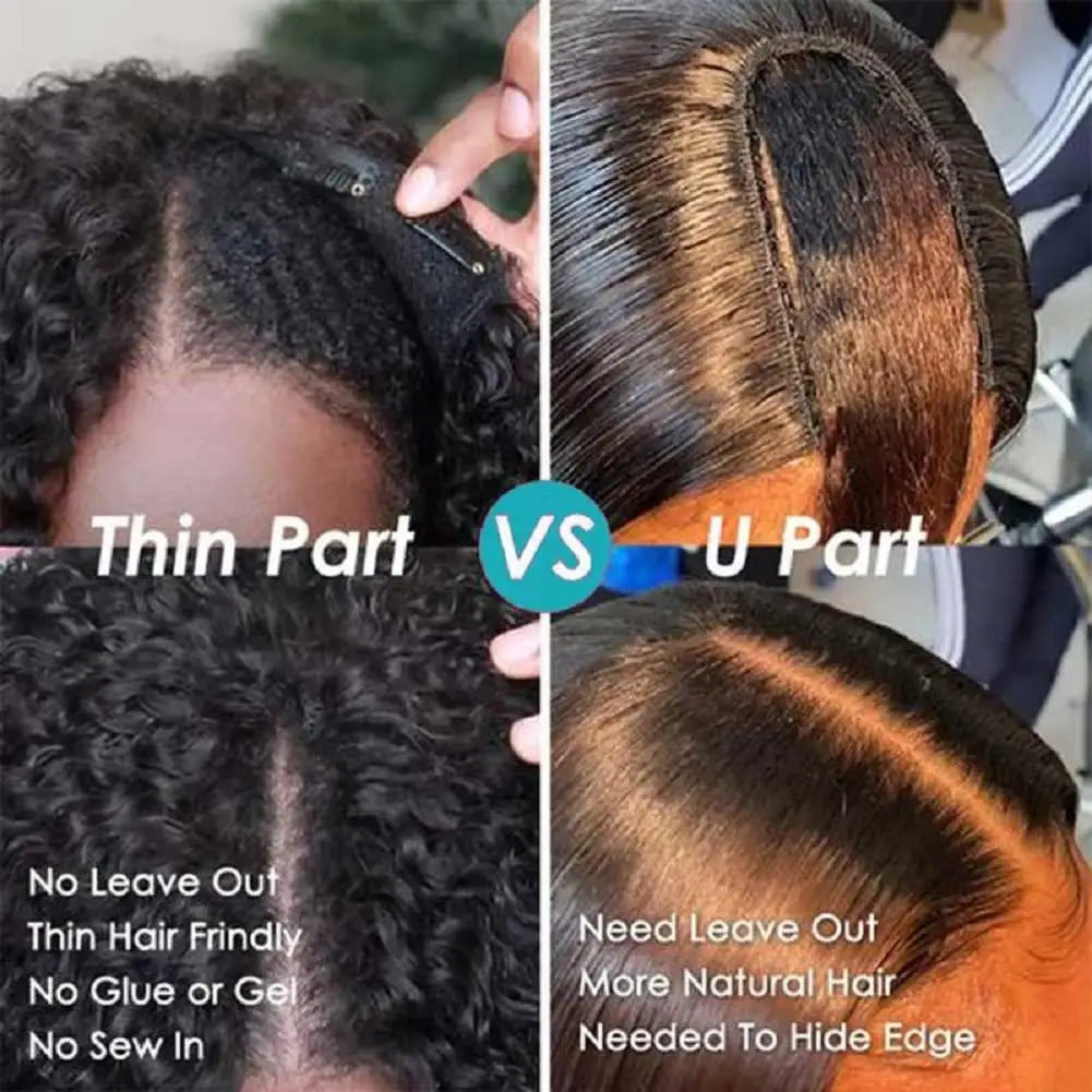Curly V Part Wig Human Hair 250% Glueless V U Part Human Hair Wigs for Women Brazilian Remy Deep Wave 30 32 34 Inch Wigs on Sale