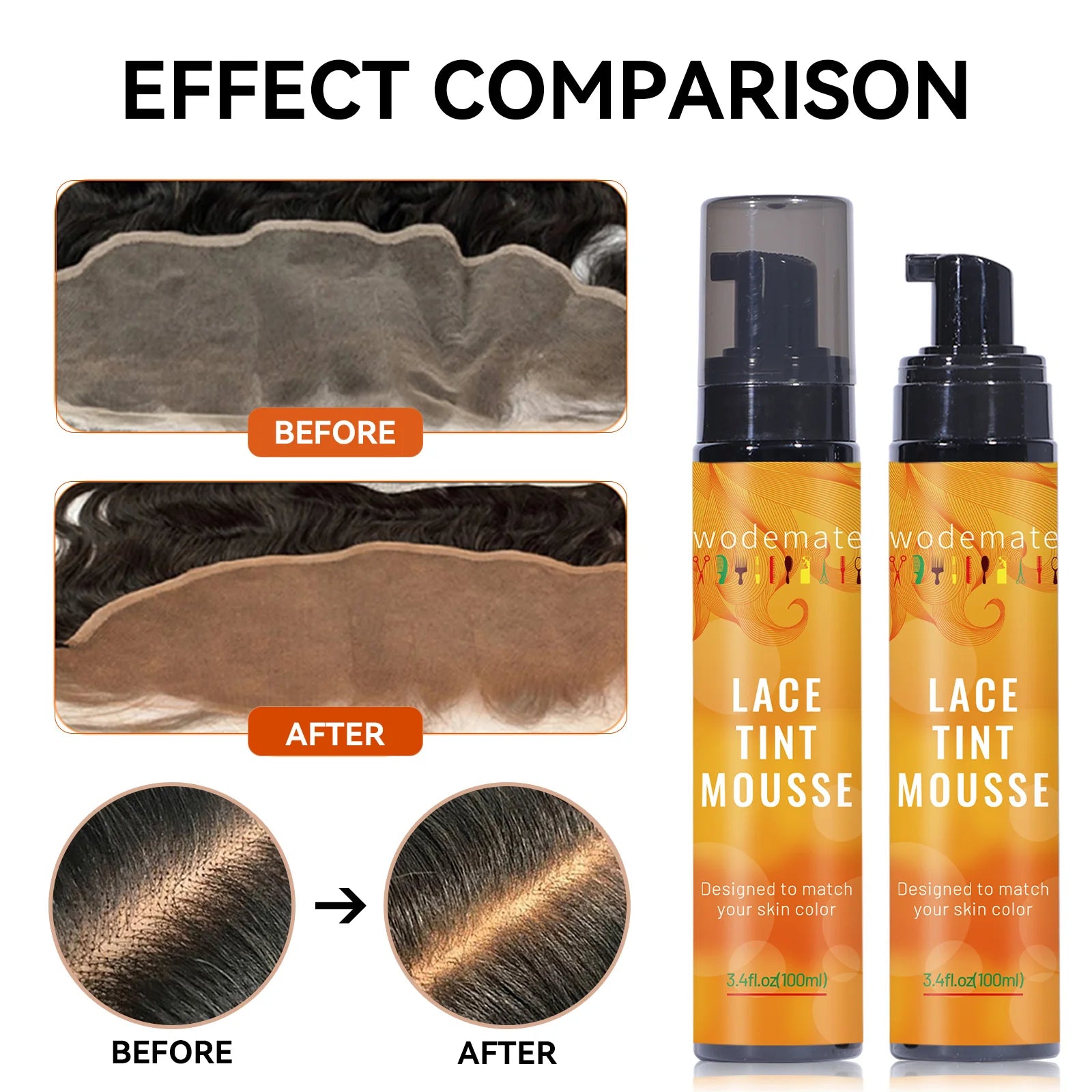 Yaam kit Glue+Lace Tint Spray For Wigs Light Brown+Lace Meliting Spray