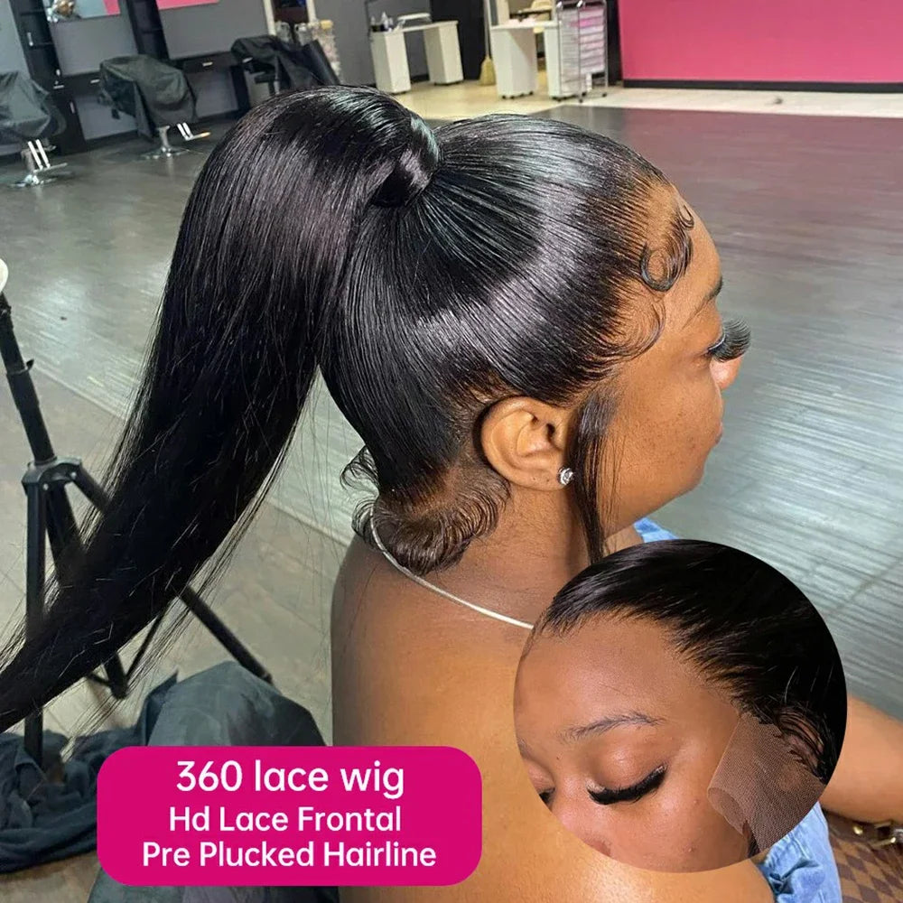 Brazilian Straight 360 Full Lace Frontal Wig 40 Inch 13x6 HD Transparent Lace Front Human Hair Wigs 5x5 Closure Wigs For Women