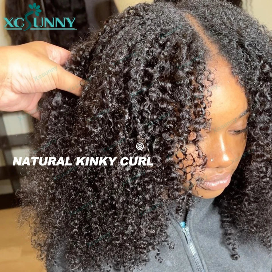 Kinky Curly V Part Wig Human Hair 4C For Black Women Brazilian Vpart Wig Wear With Your Own Scalp U Part Wig Real Human Hair