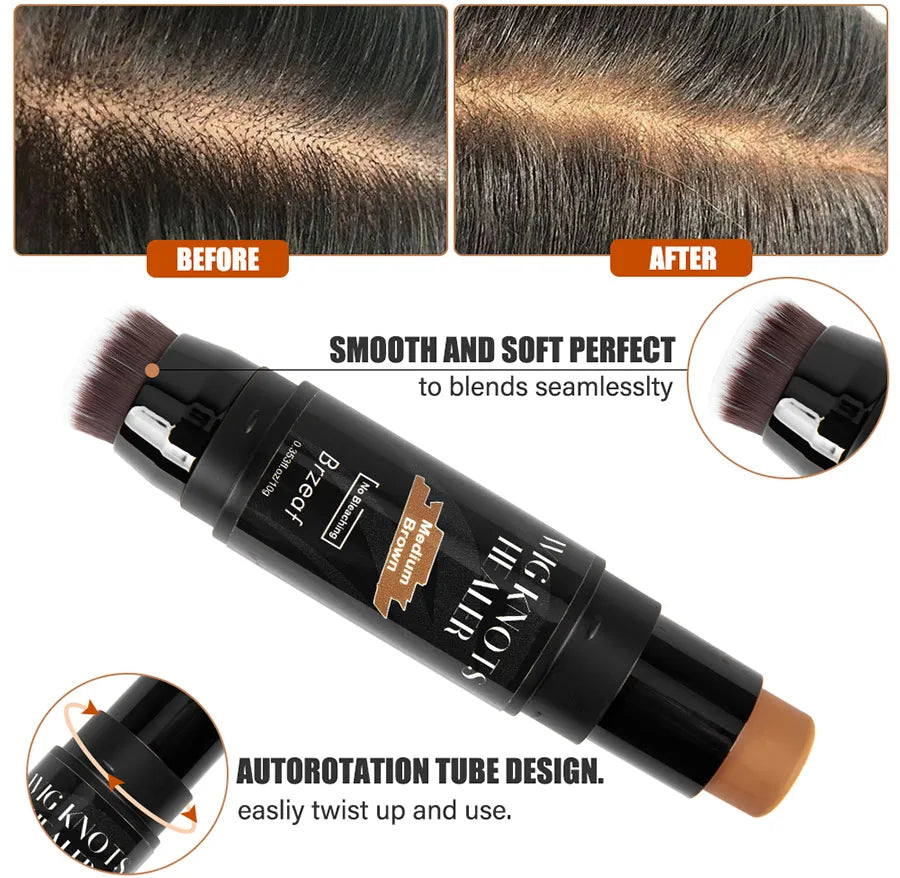Wig Lace Dyeing Stick With Brush Double-Head Wig Knots Concealer Stick Lace Tint Spray For Lace Wigs & Frontal Part & Hairline