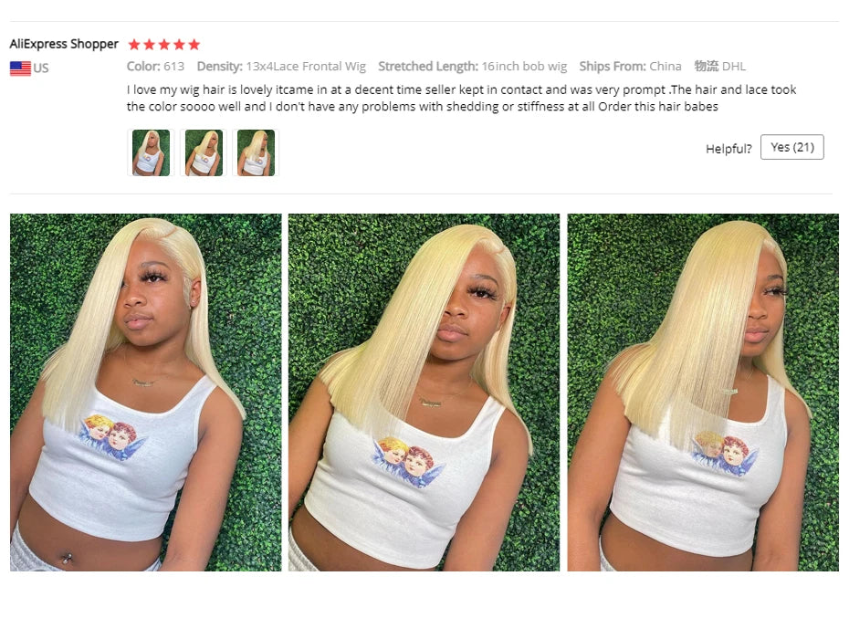 5x5 13x4 13x6 613 Blonde Bob Hair Wig Human Hair Lace Frontal Wig Brazilian Straight Bob Wig Lace Front Human Hair Wig for Women
