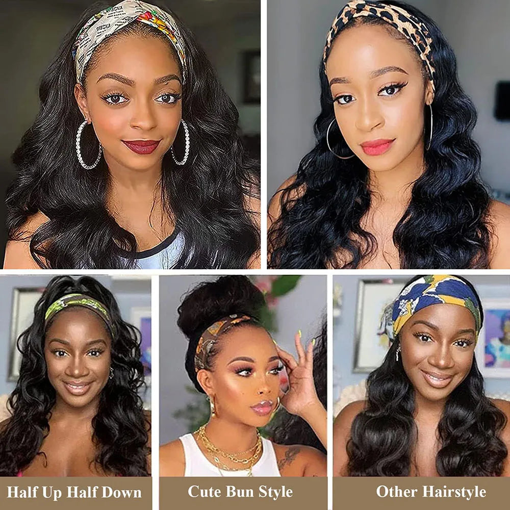 Yaam Body Wave Headband Human Hair Wig