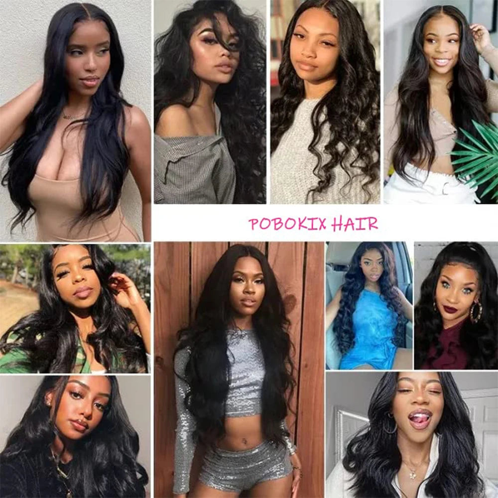 Body Wave Clip in Hair Extensions 100% Human Hair With Double Weft Brazilian Clip In 8Pcs 120G For Black Woman Clip Ins Hair #1B