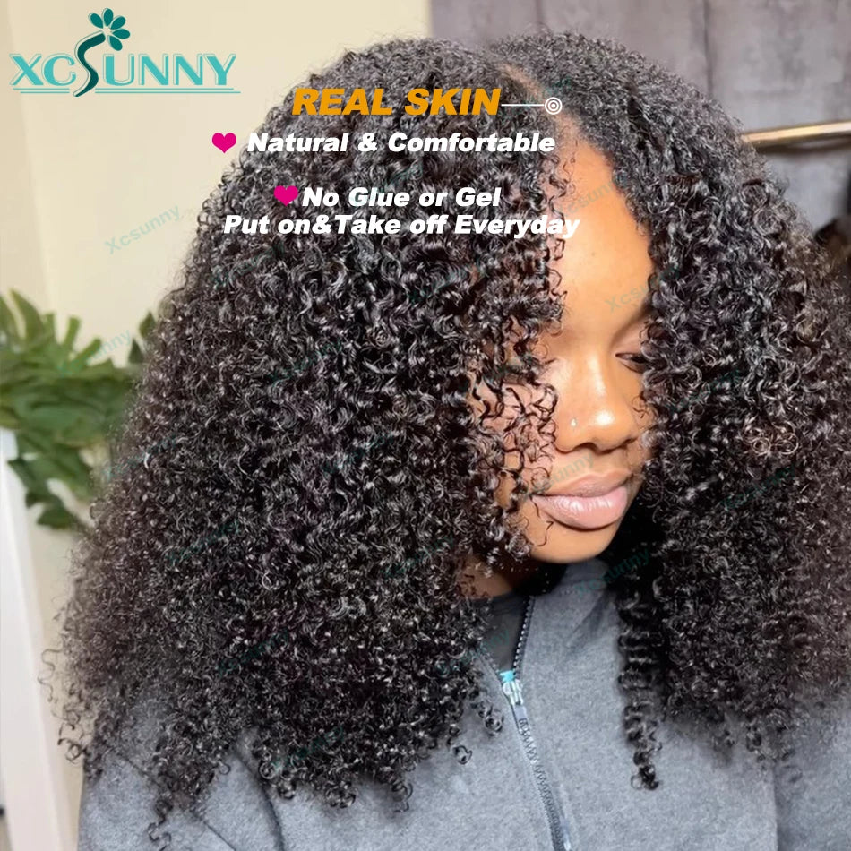 Kinky Curly V Part Wig Human Hair 4C For Black Women Brazilian Vpart Wig Wear With Your Own Scalp U Part Wig Real Human Hair