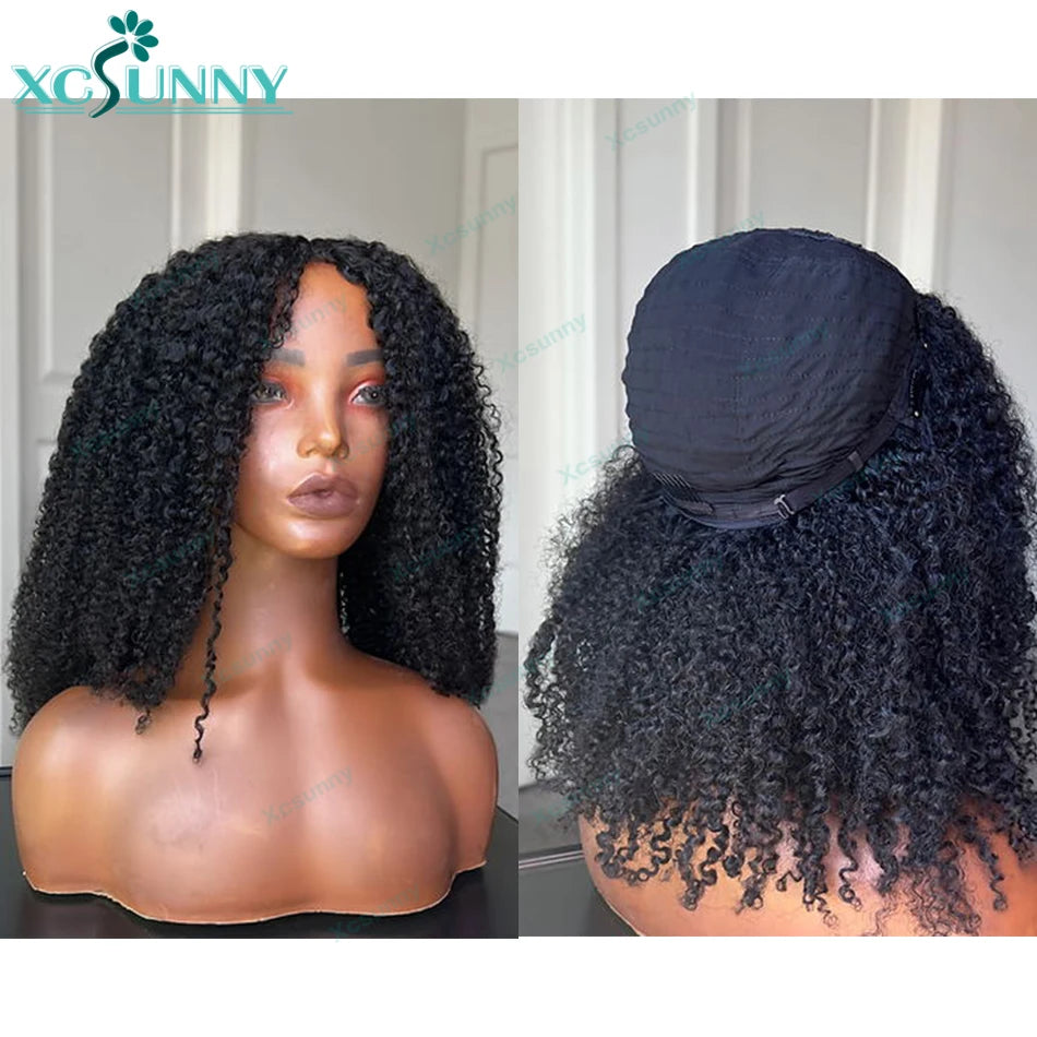 Kinky Curly V Part Wig Human Hair 4C For Black Women Brazilian Vpart Wig Wear With Your Own Scalp U Part Wig Real Human Hair