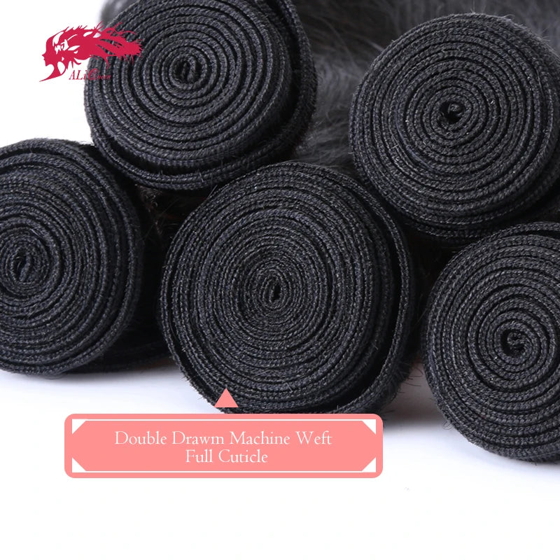 Ali Queen 10A Unprocessed Raw Virgin Hair Bundles 1Pcs Whosales Price 34 Inch Brazilian Kinky Curly Human Hair Weave