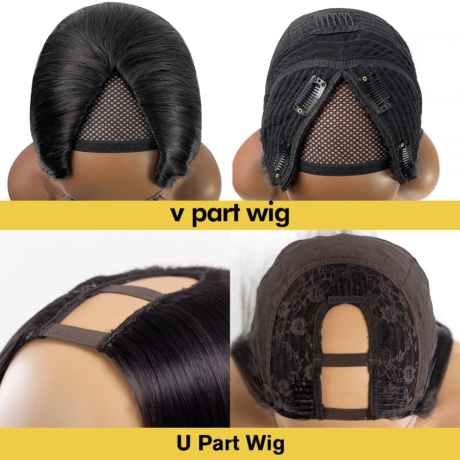 Curly V Part Wig Human Hair 250% Glueless V U Part Human Hair Wigs for Women Brazilian Remy Deep Wave 30 32 34 Inch Wigs on Sale