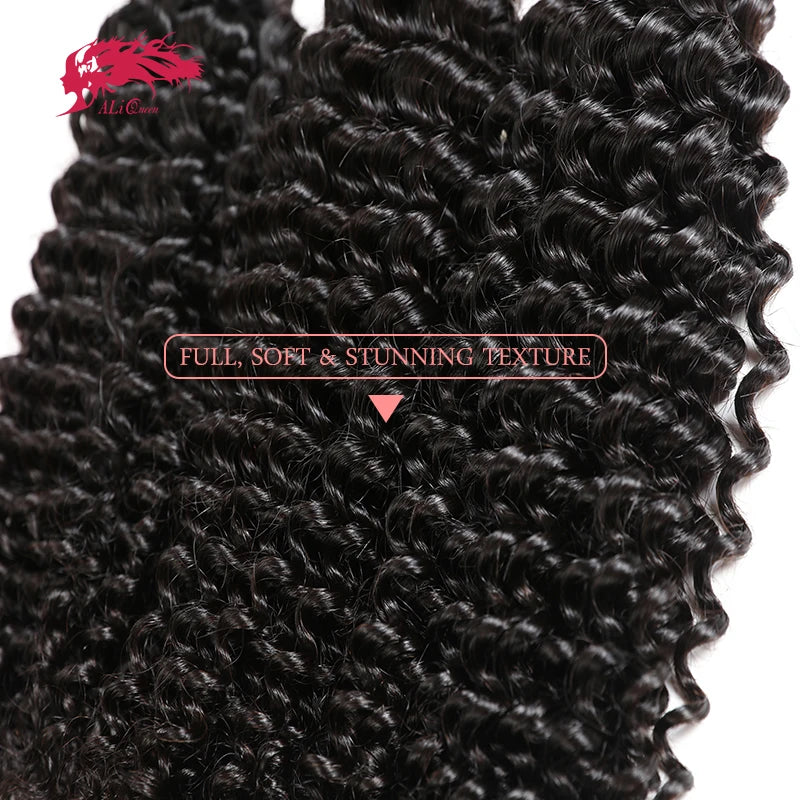 Ali Queen 10A Unprocessed Raw Virgin Hair Bundles 1Pcs Whosales Price 34 Inch Brazilian Kinky Curly Human Hair Weave