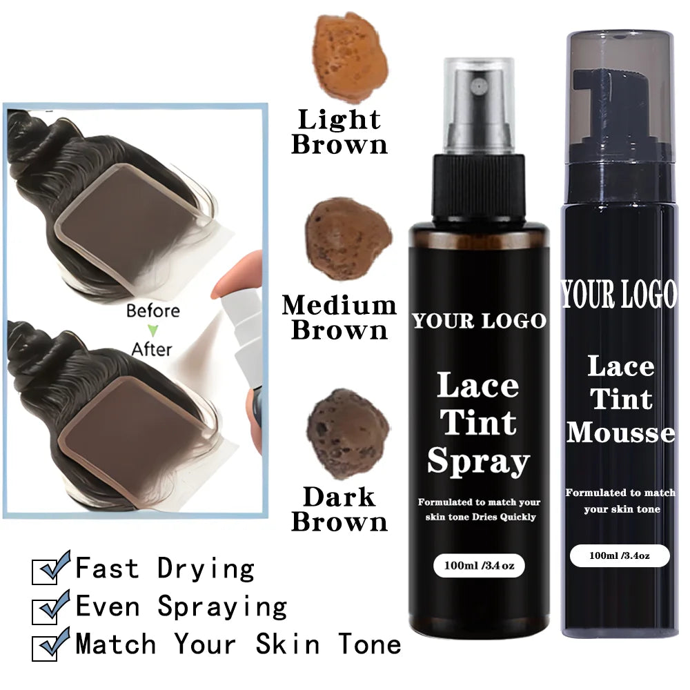 100ml Lace Tint Spray Wig Knots Healer Quick Dry Wig Grids Concealer Lace Tint Mousse For Lace Front Closures