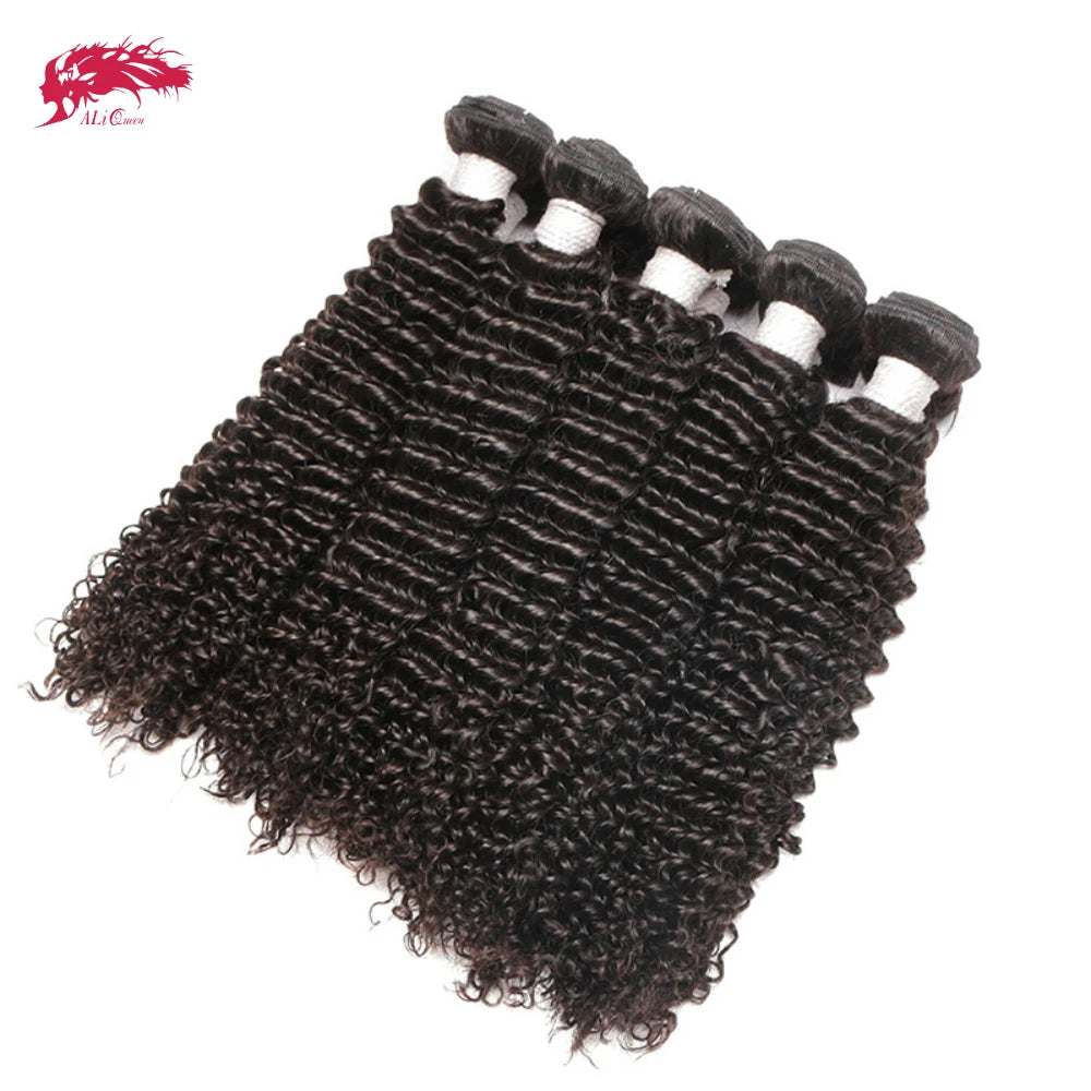 Ali Queen 10A Unprocessed Raw Virgin Hair Bundles 1Pcs Whosales Price 34 Inch Brazilian Kinky Curly Human Hair Weave