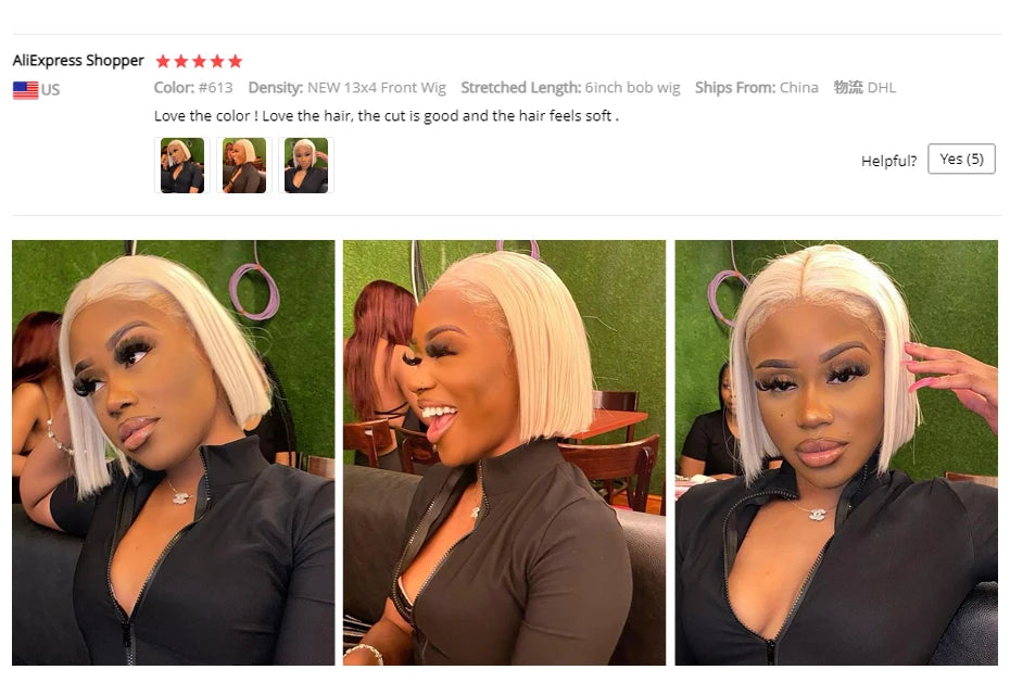 5x5 13x4 13x6 613 Blonde Bob Hair Wig Human Hair Lace Frontal Wig Brazilian Straight Bob Wig Lace Front Human Hair Wig for Women