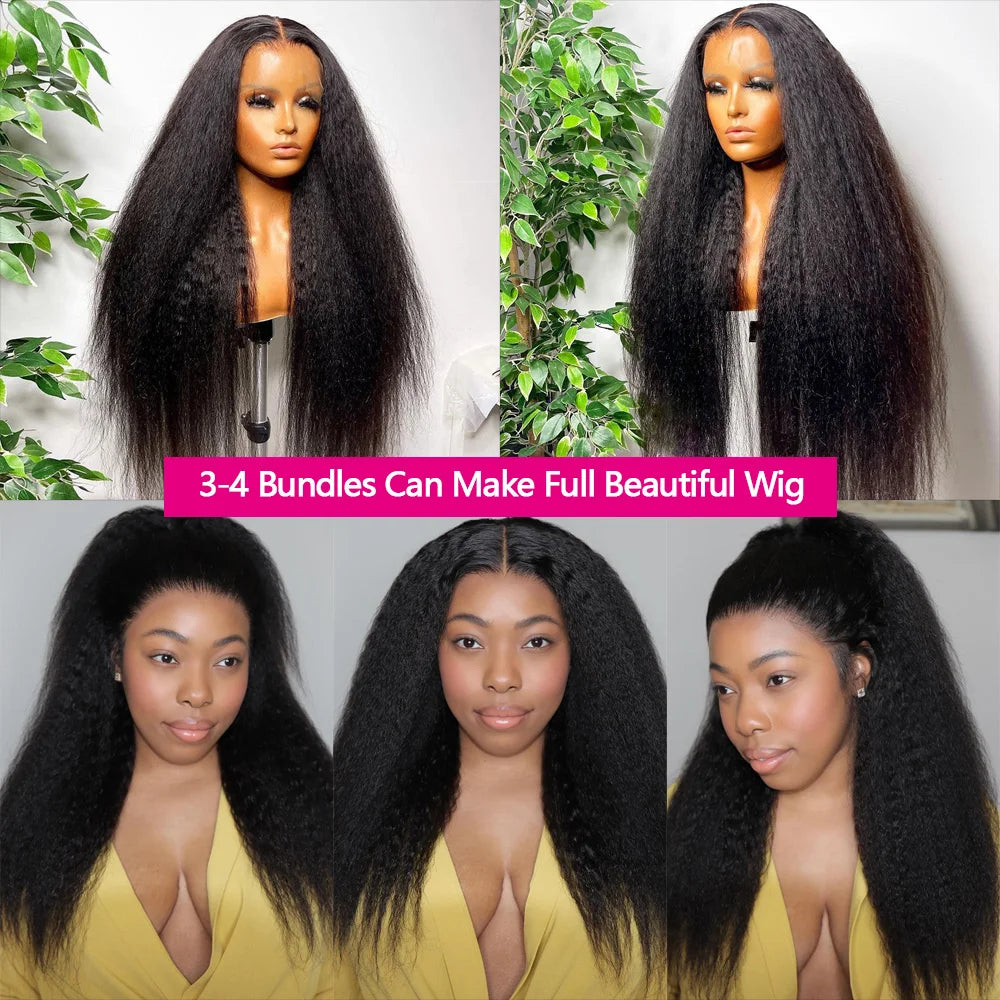 12A Kinky Straight Human Hair Bundles 100 Human Hair Yaki Straight Bundle 20 22 24 Inch Human Hair Bundles 3-5 Days Delivery