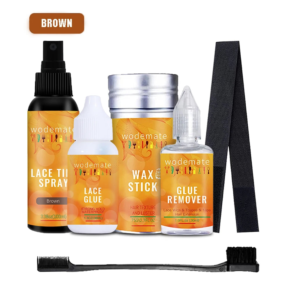 Yaam kit Glue+Lace Tint Spray For Wigs Light Brown+Lace Meliting Spray
