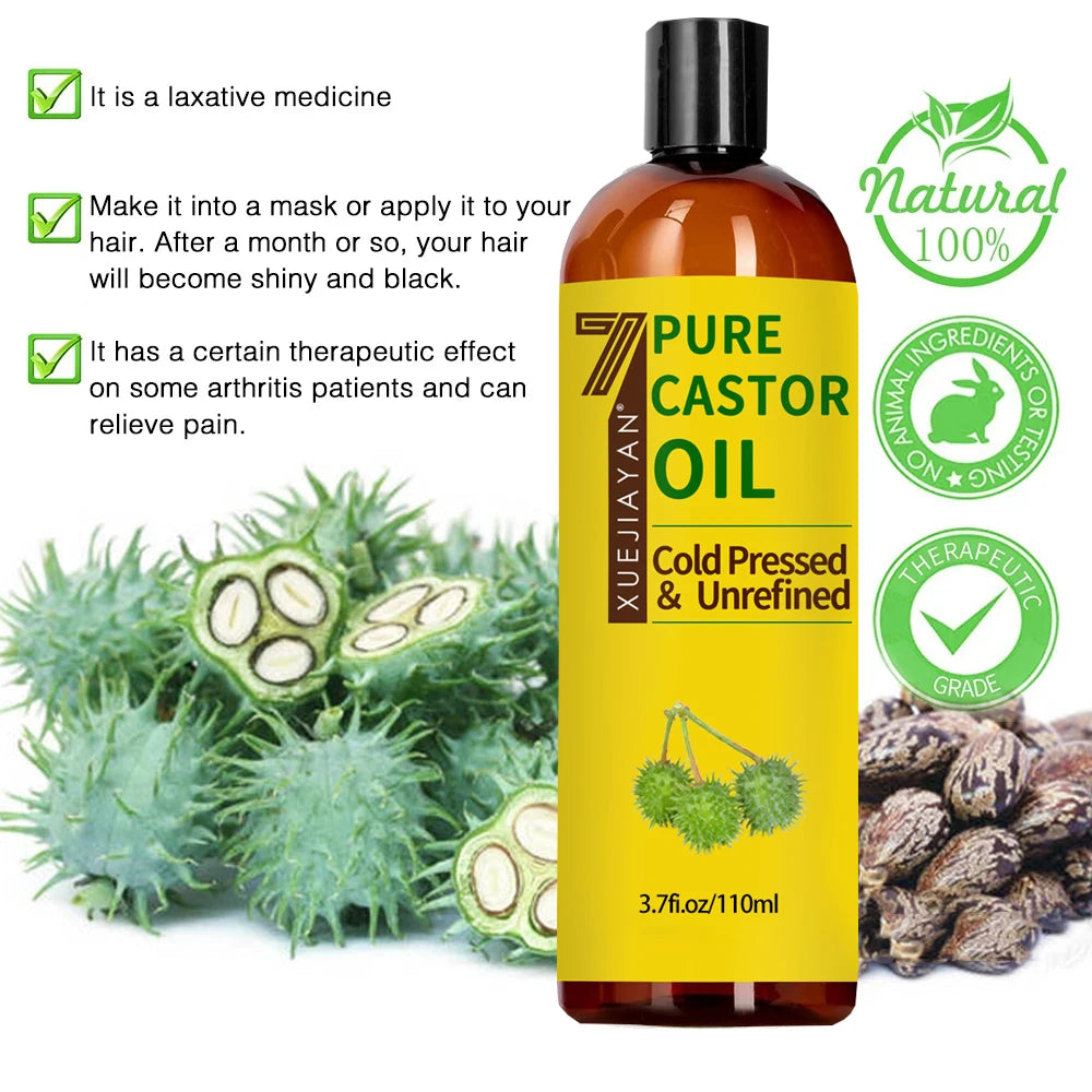 100% Pure And Castor Oil For  Eyelashes  hair bodyAromatherapy And Massage